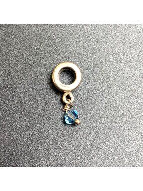 Slide Charm Baby Blue Crystal Bead Dangle Sterling Silver 925 Size .75" Long